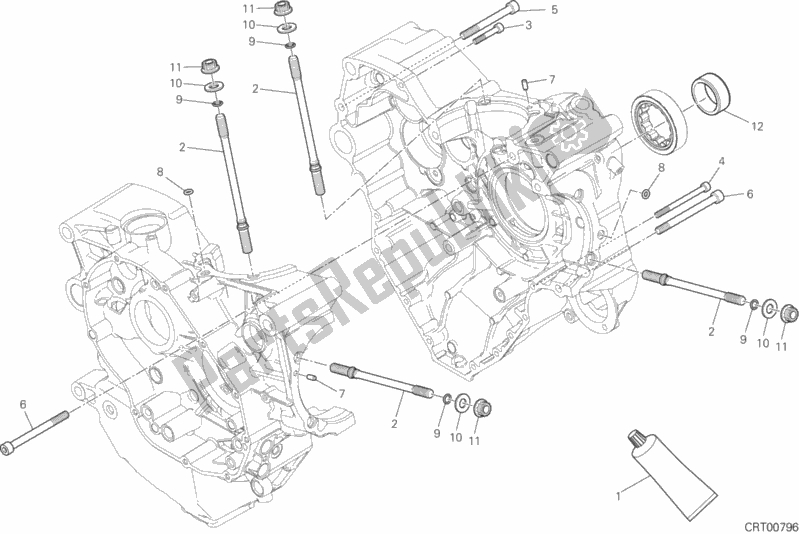 All parts for the 10a - Half-crankcases Pair of the Ducati Diavel Xdiavel S Brasil 1260 2019